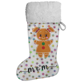 Personalised Name Fluffy Sherpa Lined Christmas Stocking - Gingerbread Woman (Design: Rainbow Snowflake)