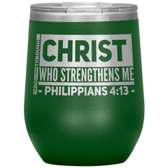 Bible Verses Stainless Steel Vacuum Insulated Wine Tumbler - Philippians 4:13 Design 9