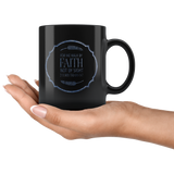 Bible Verses Black Mugs - 2 Corinthians 5:7 (Design 18) - Meditate Healing Christian Store