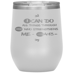 Bible Verses Stainless Steel Vacuum Insulated Wine Tumbler - Philippians 4:13 Design 17