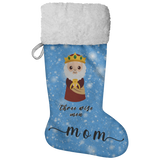 Personalised Name Fluffy Sherpa Lined Christmas Stocking - Wiseman 2 (Design: Blue)
