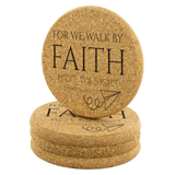 Bible Verses Cork Coasters - 2 Corinthians 5:7 (Design 12) - Meditate Healing Christian Store