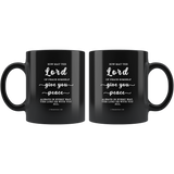 Typography Dishwasher Safe Black Mugs - The Lord Gives Peace ~2 Thessalonians 3:16~