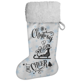 Fluffy Sherpa Lined Christmas Stocking - Christmas Cheer (Design: Blue Snowflake)