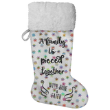 Fluffy Sherpa Lined Christmas Stocking - A Family Is Pieced Together With Hope & Faith (Design: Rainbow Snowflake)