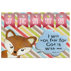 Hope Inspiring Nursery & Kids Bedroom Framed Canvas Wall Art - God Is With Me ~Isaiah 41:10~ (Design: Fox)