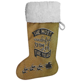 Fluffy Sherpa Lined Christmas Stocking - The Most Wonderful Time Of The Year (Design: Gold)