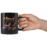 Bible Verses Dishwasher Safe Black Mugs - Psalm 91:7 Design 5