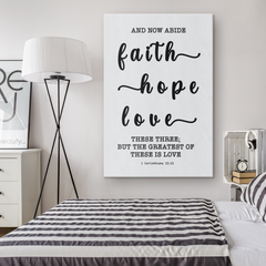 Minimalist Typography Framed Canvas - Faith Hope Love ~1 Corinthians 13:13~