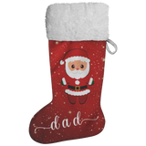 Personalised Name Fluffy Sherpa Lined Christmas Stocking - Santa (Design: Red)