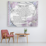Bible Verses Vivid Print Versatile Tapestry - Prayer for Protection ~Psalm 91:9-16~ (Design: Flower Frame 3)