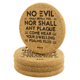 Bible Verses Durable Thick Cork Coasters - Psalm 91:10 (Design 6)
