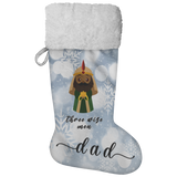 Personalised Name Fluffy Sherpa Lined Christmas Stocking - Wiseman 1 (Design: White Snowflake)