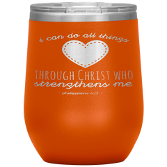 Bible Verses Stainless Steel Vacuum Insulated Wine Tumbler - Philippians 4:13 Design 12