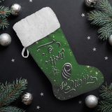 Fluffy Sherpa Lined Christmas Stocking - O Holy Night (Design: Green)