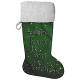 Fluffy Sherpa Lined Christmas Stocking - Jesus Is My Anchor (Design: Green)