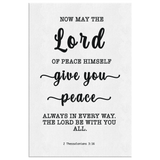 Minimalist Typography Framed Canvas - The Lord Gives Peace ~2 Thessalonians 3:16~