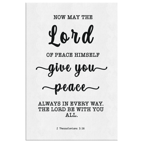 Minimalist Typography Framed Canvas - The Lord Gives Peace ~2 Thessalonians 3:16~