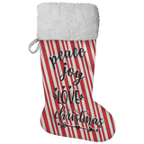 Fluffy Sherpa Lined Christmas Stocking - Peace Joy Love Christmas (Design: Candy)