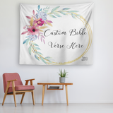 Customizable Artistic Minimalist Bible Verse Tapestry With Your Signature (Design: Square Garland 16)