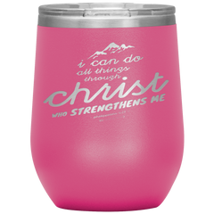 Bible Verses Stainless Steel Vacuum Insulated Wine Tumbler - Philippians 4:13 Design 14