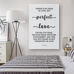 Minimalist Typography Framed Canvas - Perfect Love Expels Fear ~1 John 4:18~