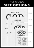Minimalist Typography Framed Canvas - My God Shall Supply All My Needs ~Philippians 4:19~