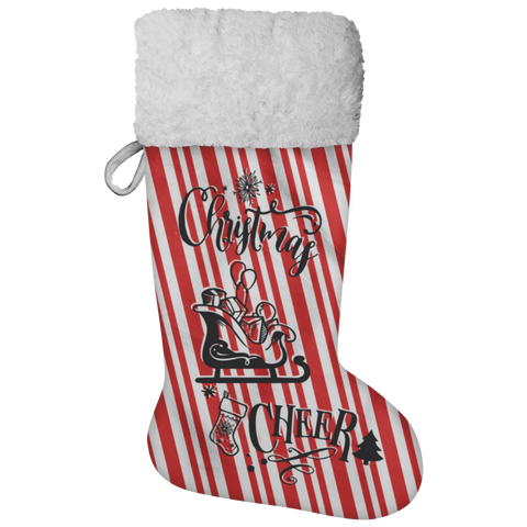 Fluffy Sherpa Lined Christmas Stocking - Christmas Cheer (Design: Candy)