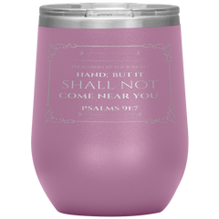 Bible Verses Stainless Steel Vacuum Insulated Wine Tumbler - Psalm 91:7 Design 7