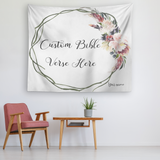Customizable Artistic Minimalist Bible Verse Tapestry With Your Signature (Design: Square Garland 4)