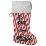 Fluffy Sherpa Lined Christmas Stocking - Eat Drink And Be Merry (Design: Candy)