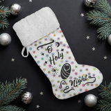 Fluffy Sherpa Lined Christmas Stocking - O Holy Night (Design: Rainbow Snowflake)