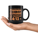 Bible Verses Black Mugs - Philippians 4:13 (Design 19) - Meditate Healing Christian Store