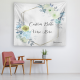 Customizable Artistic Minimalist Bible Verse Tapestry With Your Signature (Design: Square Garland 9)