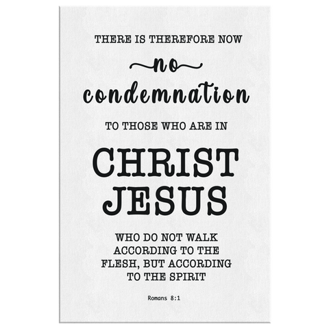 Minimalist Typography Framed Canvas - No More Condemnation ~Romans 8:1~