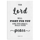 Minimalist Typography Framed Canvas - The Lord Will Fight For You ~Exodus 14:14~