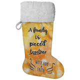 Fluffy Sherpa Lined Christmas Stocking - A Family Is Pieced Together With Hope & Faith (Design: Orange)