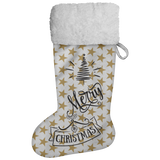 Fluffy Sherpa Lined Christmas Stocking - Merry Christmas (Design: Gold Star)