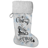 Fluffy Sherpa Lined Christmas Stocking - Christmas Cheer (Design: Blue Snowflake)