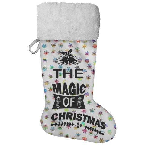 Fluffy Sherpa Lined Christmas Stocking - The Magic Of Christmas (Design: Rainbow Snowflake)