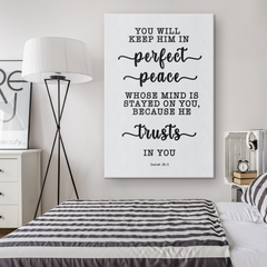 Minimalist Typography Framed Canvas - You Keep Him In Perfect Peace ~Isaiah 26:3~