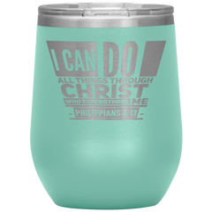 Bible Verses Stainless Steel Vacuum Insulated Wine Tumbler - Philippians 4:13 Design 5