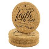 Bible Verses Cork Coasters - 2 Corinthians 5:7 (Design 11) - Meditate Healing Christian Store
