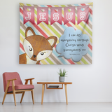 Uplifting Nursery & Kids Room Tapestry - I Can Do Everything Through Christ ~Philippians 4:13~ (Design: Fox)