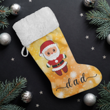 Personalised Name Fluffy Sherpa Lined Christmas Stocking - Santa (Design: Orange)