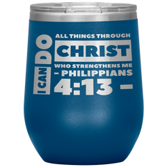Bible Verses Stainless Steel Vacuum Insulated Wine Tumbler - Philippians 4:13 Design 19