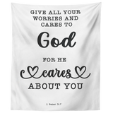 Minimalist Typography Tapestry - Casting Your Care Upon Him ~1 Peter 5:7~