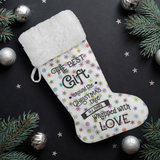 Fluffy Sherpa Lined Christmas Stocking - The Best Gift Around The Christmas Tree Is A Family Wrapped With Love (Design: Rainbow Snowflake)