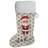 Personalised Name Fluffy Sherpa Lined Christmas Stocking - Santa (Design: Gold Star)
