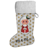 Personalised Name Fluffy Sherpa Lined Christmas Stocking - Mrs Claus (Design: Gold Star)